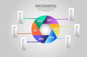 infographic design step 1 to 6 with gradient colors vector