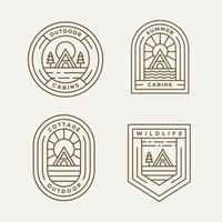 conjunto de diseño de logotipo minimalista de cabaña y cabaña vector