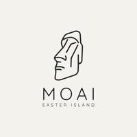 icono de logotipo de arte de línea minimalista de escultura de cabeza de moai vector