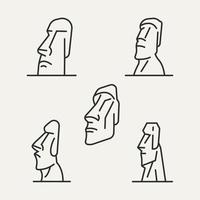 conjunto de logotipo de arte de línea minimalista del parque nacional moai vector