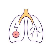 Lung pain RGB color icon. Respiratory problem. Chronic bronchitis. Health care issue. Internal organ acute pain. Pulmonary disease. Isolated vector illustration. Simple filled line drawing