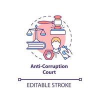 Anti corruption court concept icon. Programs against bribery abstract idea thin line illustration. Antitrust law. Government fighting with fraud. Vector isolated outline color drawing. Editable stroke