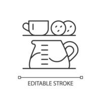 Tea stations linear icon. Office coffee point. Encourage interaction between coworkers. Thin line customizable illustration. Contour symbol. Vector isolated outline drawing. Editable stroke