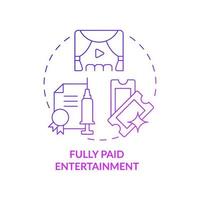 Fully paid entertainment purple gradient concept icon. Vaccination bonuses abstract idea thin line illustration. Offering gifts and memberships. Free admission. Vector isolated outline color drawing