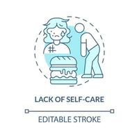 Self-care absence concept icon. Disregard individual health and hygiene. Overlook basic personal needs abstract idea thin line illustration. Vector isolated outline color drawing. Editable stroke