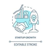 Startup growth turquoise concept icon. Reaching profitability abstract idea thin line illustration. Isolated outline drawing. Editable stroke. Roboto-Medium, Myriad Pro-Bold fonts used vector