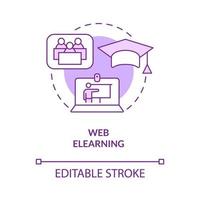 Web elearning purple concept icon. Distant education. Electronic classes abstract idea thin line illustration. Isolated outline drawing. Editable stroke. Roboto-Medium, Myriad Pro-Bold fonts used vector
