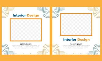 abstract hand drawn social media post template vector