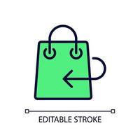 Return policy pixel perfect RGB color icon. Refund rules. Compensation information. Online shopping. Isolated vector illustration. Simple filled line drawing. Editable stroke. Arial font used