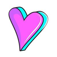 Pink heart in memphis style. Vector isolated illustration retro vintage 80s or 90s style.