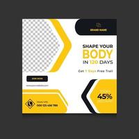 Fitness and gym social media post and web banner template vector