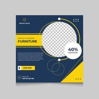 Simple and modern furniture sale promotion social media post and web banner template vector