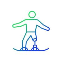 Snowboarding gradient linear vector icon. Winter sport discipline. Adaptive sport. Athlete with physical disability. Thin line color symbol. Modern style pictogram. Vector isolated outline drawing