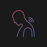 Neck rheumatism gradient vector icon for dark theme. Joints inflammation. Cervical spondylosis. Prolonged hunching. Thin line color symbol. Modern style pictogram. Vector isolated outline drawing