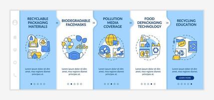 Trash recycling trends onboarding vector template. Responsive mobile website with icons. Web page walkthrough 5 step screens. Biodegradable production color concept with linear illustrations