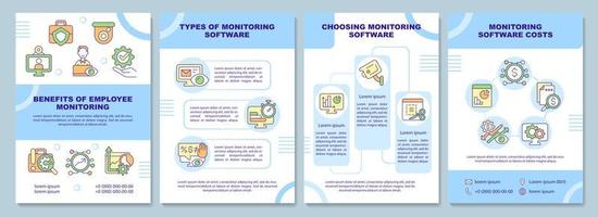 Benefits of employee monitoring brochure template. Flyer, booklet, leaflet print, cover design with linear icons. Vector layouts for presentation, annual reports, advertisement pages