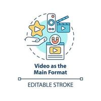 Video as main format concept icon. Ad campaign. Content marketing trend abstract idea thin line illustration. Isolated outline drawing. Editable stroke. Arial, Myriad Pro-Bold fonts used vector