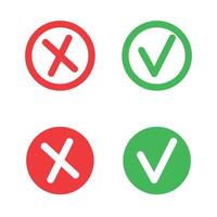 Checkmark and x mark icon for apps and websites. vector