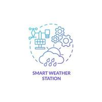 Smart weather station blue gradient concept icon. Gadget for farmers abstract idea thin line illustration. Gather real-time data outside. Isolated outline drawing. Myriad Pro-Bold font used vector