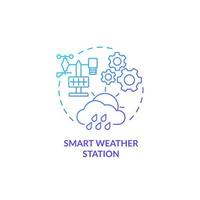 Icono de concepto de gradiente azul de estación meteorológica inteligente. gadget para agricultores idea abstracta ilustración de línea delgada. recopilar datos en tiempo real en el exterior. dibujo de contorno aislado. innumerables fuentes pro-bold utilizadas vector