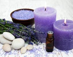 Lavender with essencial oil photo