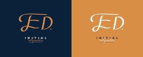 Initial E and D Logo Design with Elegant and Minimalist Handwriting Style. ED Signature Logo or Symbol for Wedding, Fashion, Jewelry, Boutique, and Business Identity vector