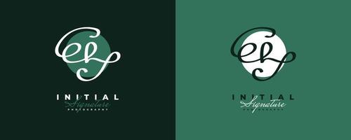 Initial E and H Logo Design with Elegant and Minimalist Handwriting Style. EH Signature Logo or Symbol for Wedding, Fashion, Jewelry, Boutique, and Business Identity vector