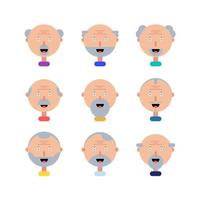 Grandfather character set, Avatar icons in flat design, Isolated, vector illustration