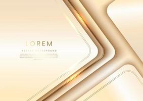 Abstract 3d modern luxury template soft cream color and gold arrow background with golden glitter line light sparkle. vector