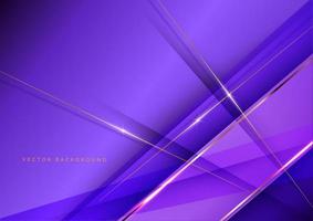 Abstract luxury purple elegant geometric diagonal overlay layer background with golden lines. vector