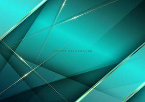 Abstract luxury green elegant geometric diagonal overlay layer background with golden lines. vector