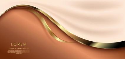 Abstract golden curve line luxury on dark brown background with copy space for text. vector