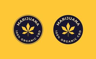 Cannabis, Hemp, CBD vector stamp. Pure Hemp Stamp Style Logo with Hand Drawn Cannabis or Marijuana Leaf