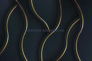 Luxury black overlap layers background with golden element vector