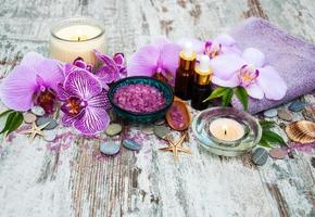 Spa products with orchids photo