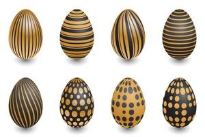 Black easter egg with gold pattern decoration vector