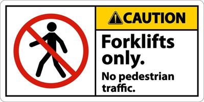 Caution No Pedestrian Traffic Forklifts Only Sign vector