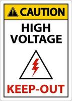 Caution High Voltage Keep Out Sign On White Background vector