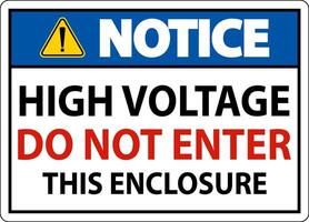 Notice High Voltage Do Not Enter Enclosure Sign vector