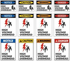 Danger High Voltage Overhead Sign On White Background vector