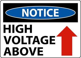 Notice High Voltage Above Sign On White Background vector