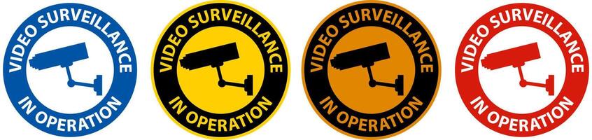 Video Surveillance In Operation Sign White Background vector