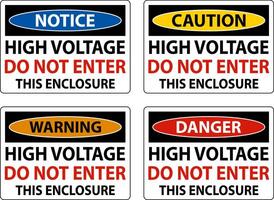 High Voltage Do Not Enter Enclosure Sign vector
