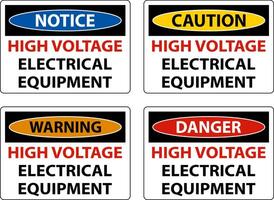 High Voltage Equipment Sign On White Background vector