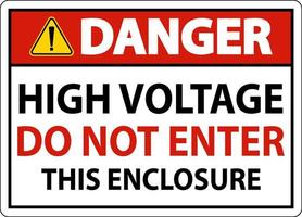 Danger High Voltage Do Not Enter Enclosure Sign vector