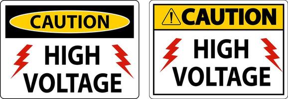 Caution High Voltage Sign On White Background vector