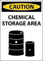 Caution Chemical Storage Area Sign On White Background vector