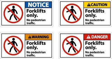 No Pedestrian Traffic Forklifts Only Sign vector
