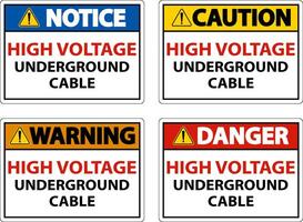 High Voltage Cable Underground Sign On White Background vector