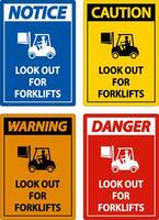 2-Way Look Out For Forklifts Sign On White Background vector